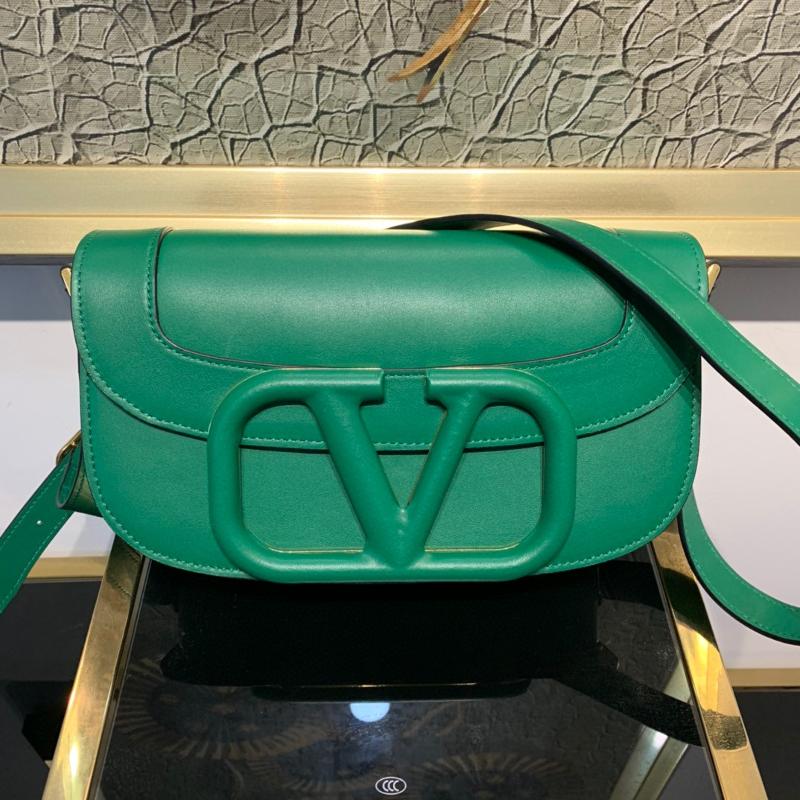 Valentino Shoulder Tote Bags VA1011 plain leather buckle green